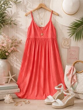 Coral maxi sundress ☀️